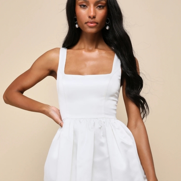 Lulus White Puff Mini Dress - Picture 10 of 11